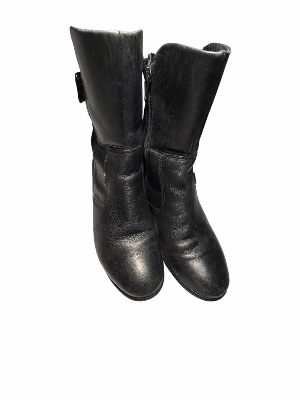 ECCO Babett Gortex Black Leather Mid-Calf Boot with Buckle Detail Womens Sz 37